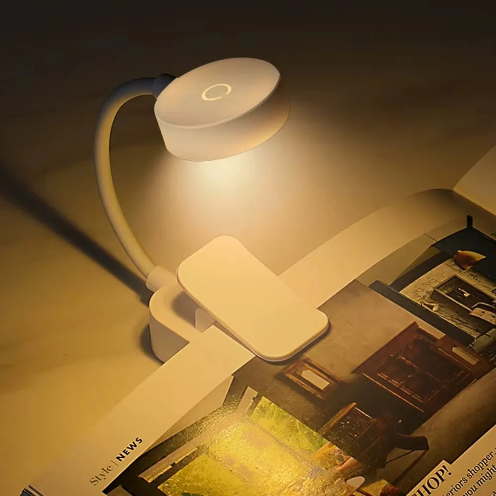 Adjustable Mini LED Reading Lamp with Eye Protection - 3 Modes Clip-On Light for Study and Travel