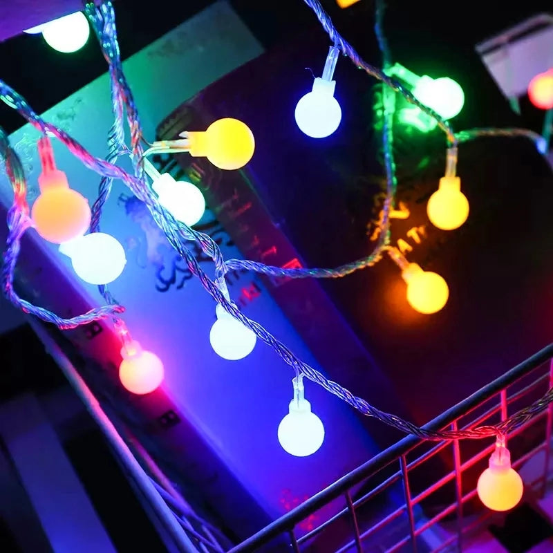 10M USB/Battery-Powered LED Ball String Lights - Outdoor Garland for Weddings, Gardens, and Christmas Decorations
