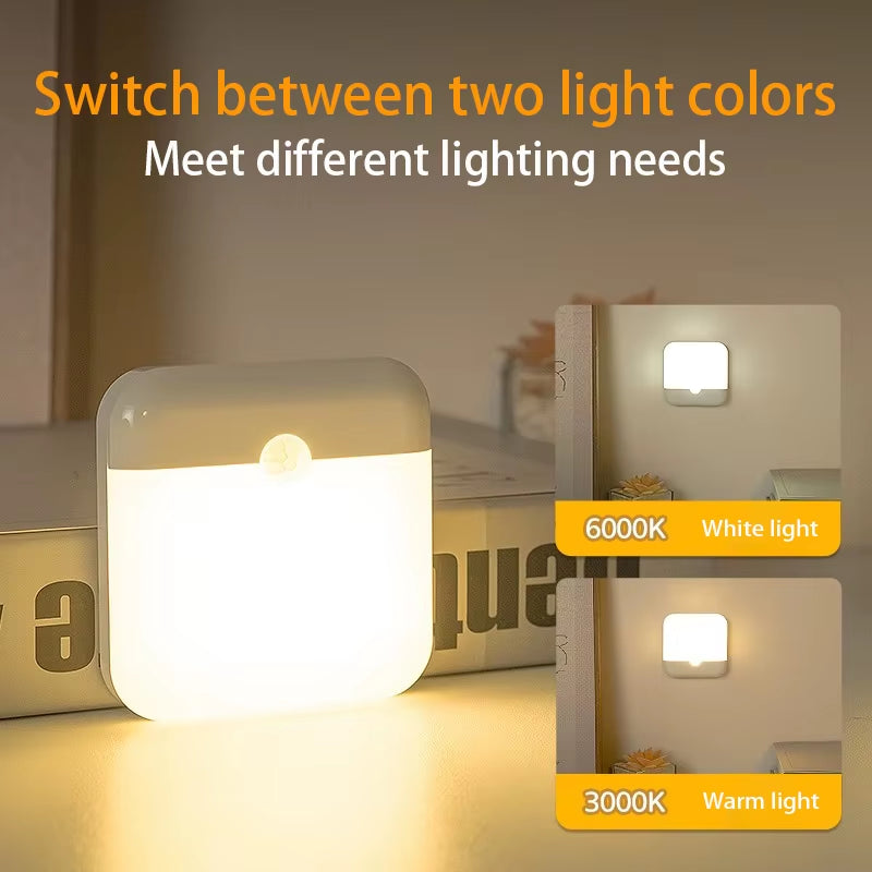 Wireless LED Motion Sensor Night Light - Rechargeable Type C - Ideal for Cabinets, Wardrobes, and Staircases
