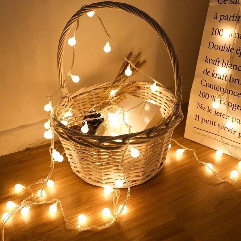 10M USB/Battery-Powered LED Ball String Lights - Outdoor Garland for Weddings, Gardens, and Christmas Decorations