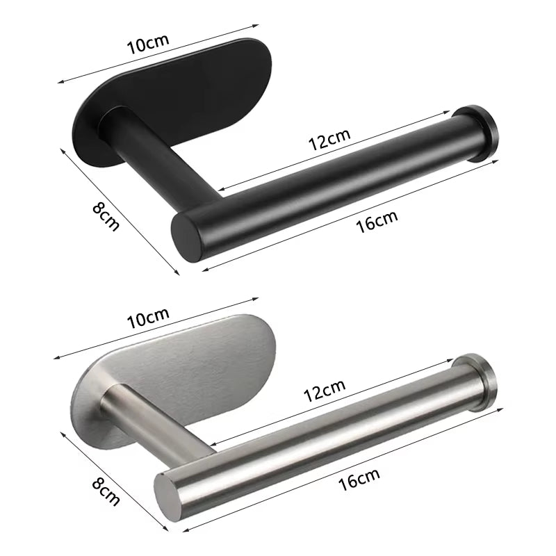 SUS304 Stainless Steel No-Drill Self-Adhesive Toilet Paper Holder for Bathroom and Kitchen