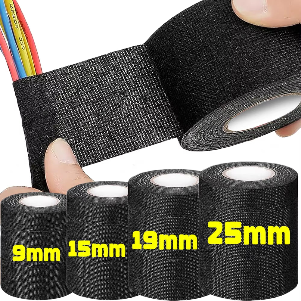Heat-Resistant Electrical Tape Bundle for Auto Wiring Insulation and Cable Organization - Waterproof Fabric Cloth Wrap with Adhesive