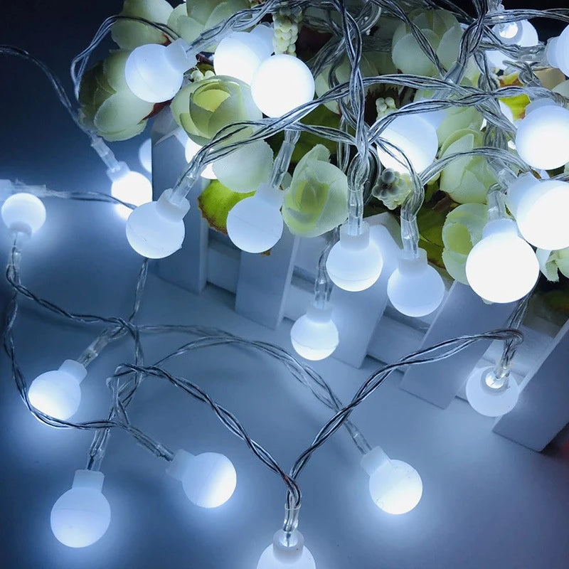 10M USB/Battery-Powered LED Ball String Lights - Outdoor Garland for Weddings, Gardens, and Christmas Decorations