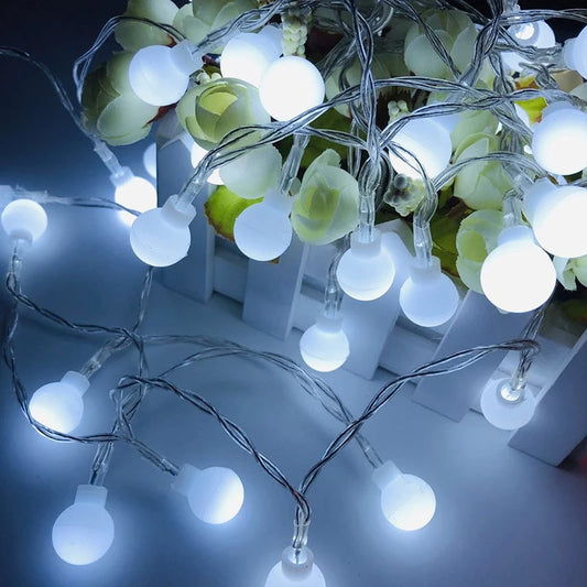 10M USB/Battery-Powered LED Ball String Lights - Outdoor Garland for Weddings, Gardens, and Christmas Decorations