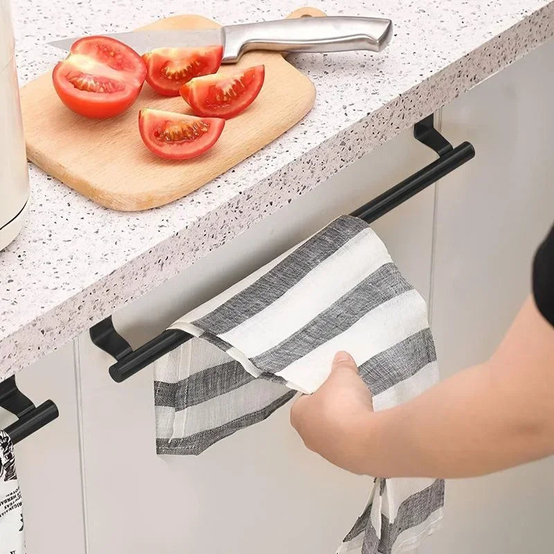 Over-Cabinet Towel Rack - Steel Wire Bathroom Organizer with Punch-Free Design