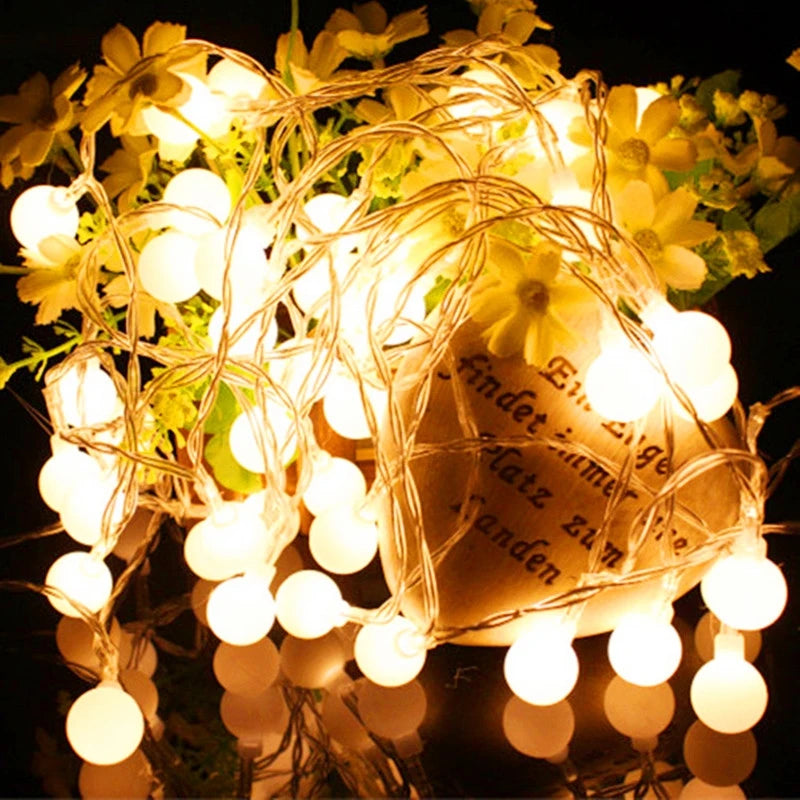 10M USB/Battery-Powered LED Ball String Lights - Outdoor Garland for Weddings, Gardens, and Christmas Decorations