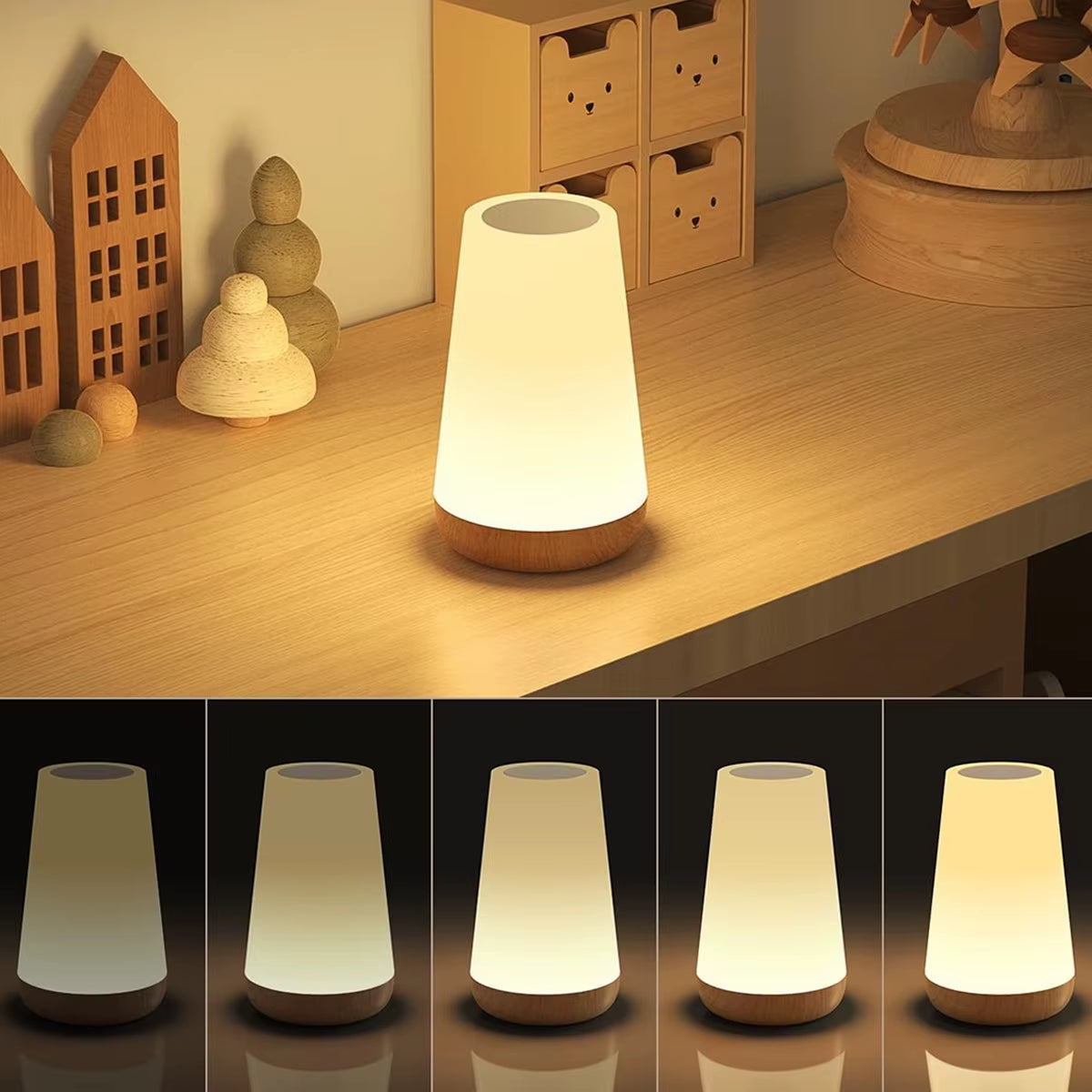 LED RGB Night Light with Remote Control - 13 Color Changing, Touch Sensitivity, USB Rechargeable, Dimmable Portable Table and Bedside Lamp