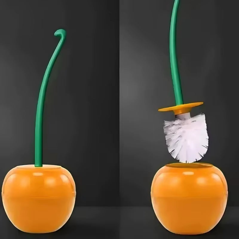 Red Cherry-Shaped Toilet Brush and Holder Set - Creative Bathroom Accessory
