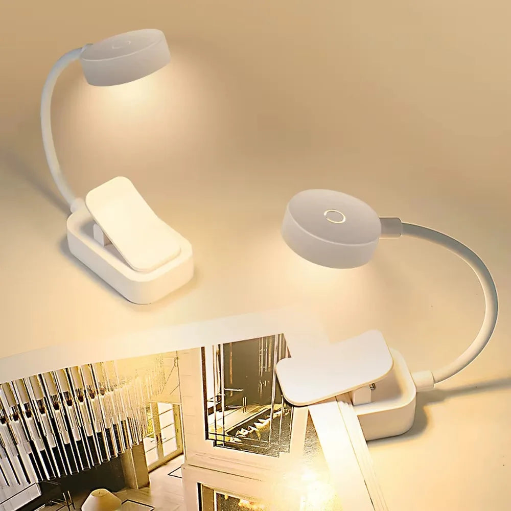 Adjustable Mini LED Reading Lamp with Eye Protection - 3 Modes Clip-On Light for Study and Travel