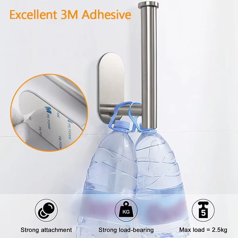 SUS304 Stainless Steel No-Drill Self-Adhesive Toilet Paper Holder for Bathroom and Kitchen