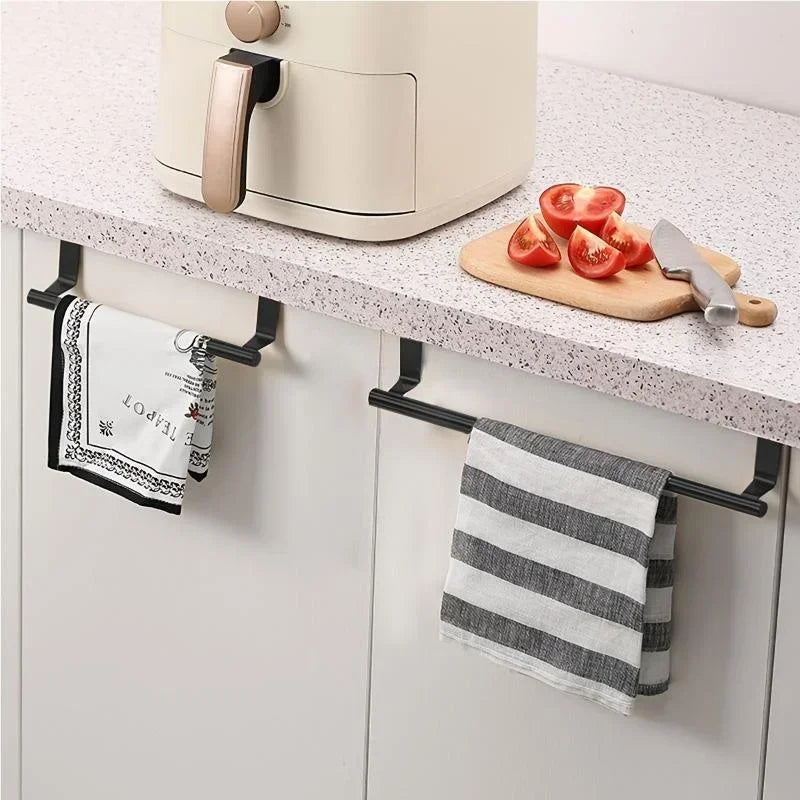 Over-Cabinet Towel Rack - Steel Wire Bathroom Organizer with Punch-Free Design