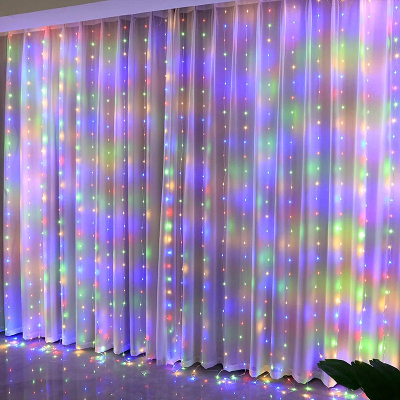 LED Fairy String Curtain Lights with Remote Control - 8 Modes USB Festoon Lighting for Christmas Home Decor and New Year Celebrations