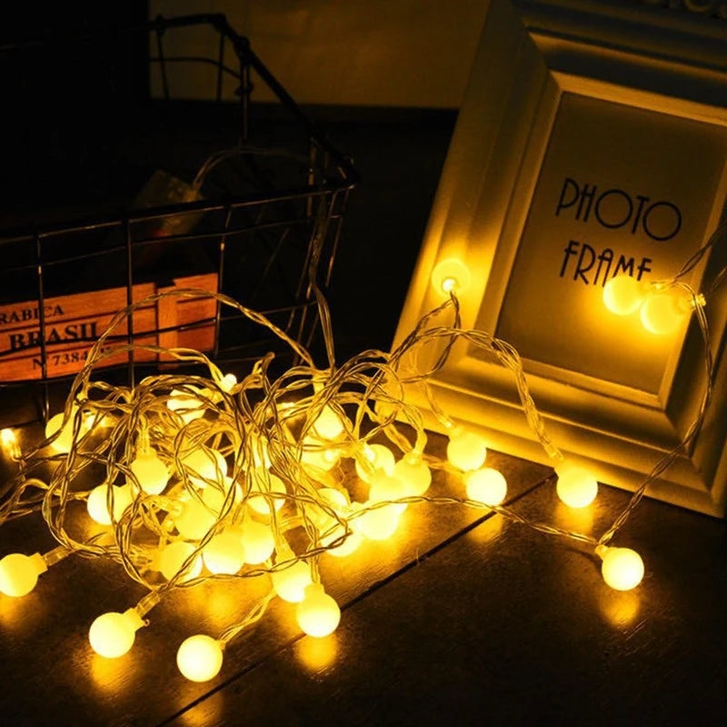 10M USB/Battery-Powered LED Ball String Lights - Outdoor Garland for Weddings, Gardens, and Christmas Decorations