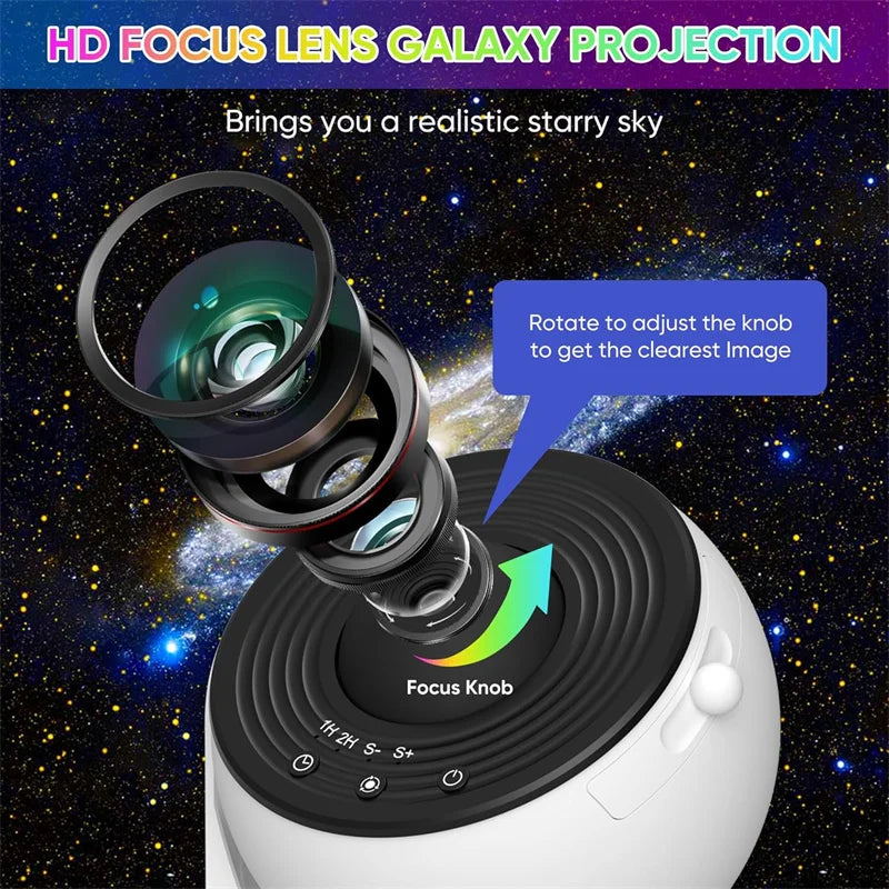LED Galaxy Projector Night Light with 360° Rotation - Starry Sky Planetarium Lamp for Children's Room Decoration and Gift