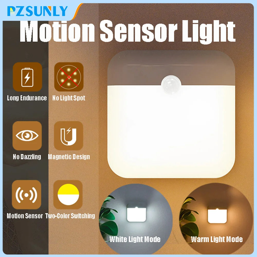 Wireless LED Motion Sensor Night Light - Rechargeable Type C - Ideal for Cabinets, Wardrobes, and Staircases