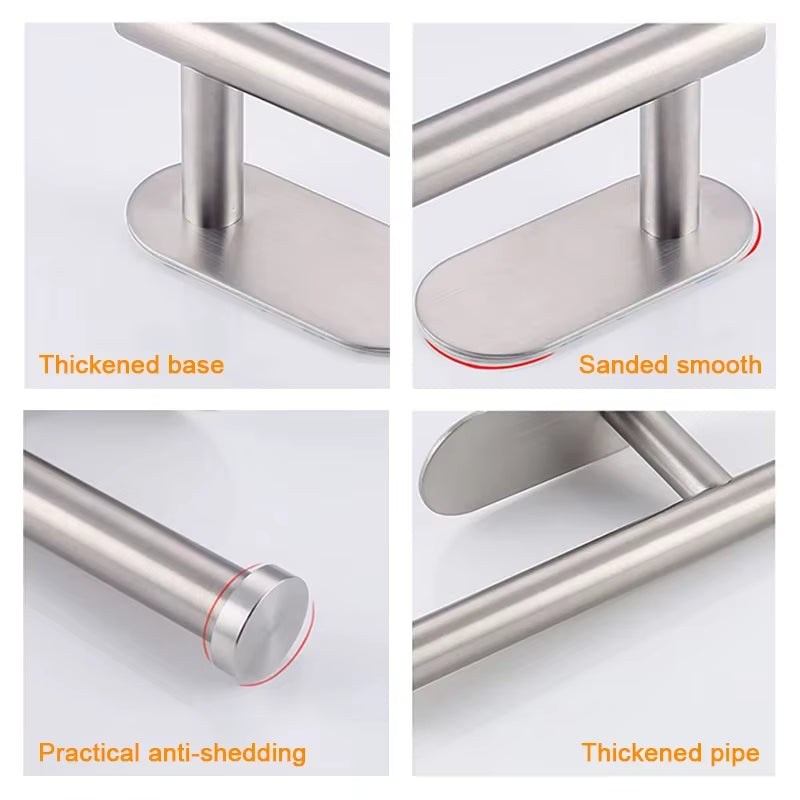 SUS304 Stainless Steel No-Drill Self-Adhesive Toilet Paper Holder for Bathroom and Kitchen