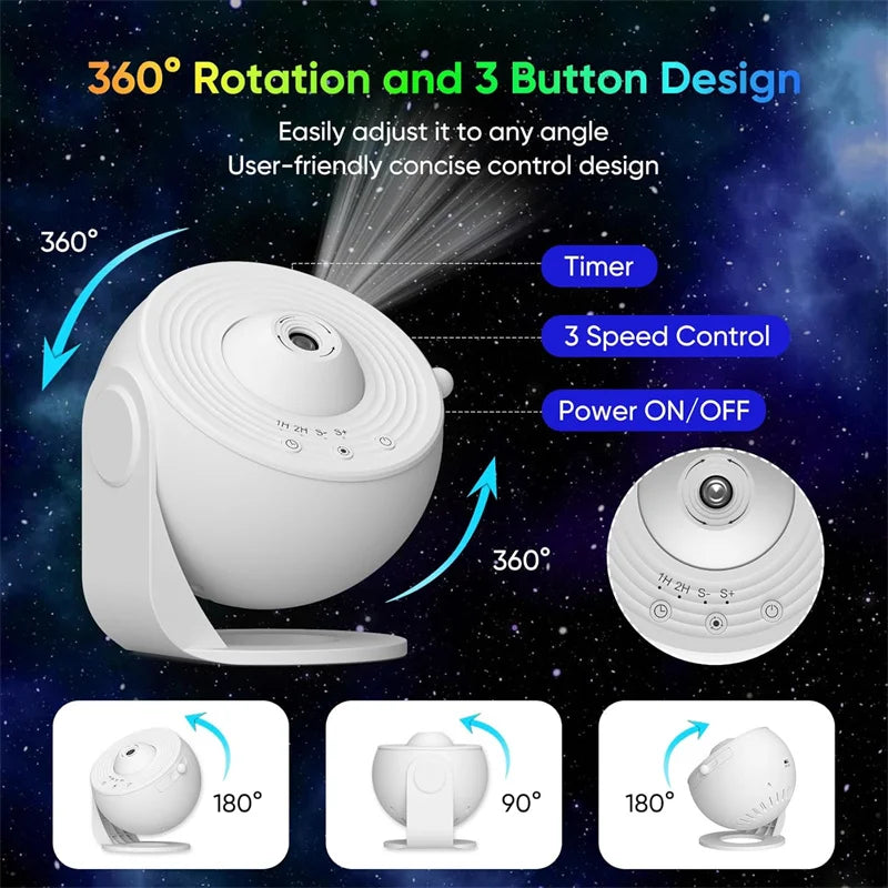 LED Galaxy Projector Night Light with 360° Rotation - Starry Sky Planetarium Lamp for Children's Room Decoration and Gift