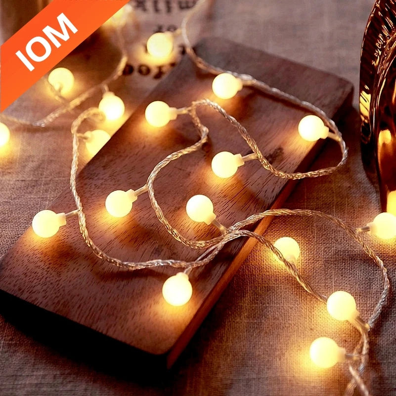 10M USB/Battery-Powered LED Ball String Lights - Outdoor Garland for Weddings, Gardens, and Christmas Decorations