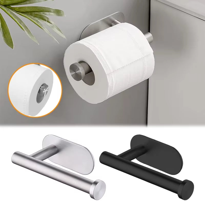SUS304 Stainless Steel No-Drill Self-Adhesive Toilet Paper Holder for Bathroom and Kitchen
